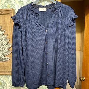 Women's Blue Button-Up Top
